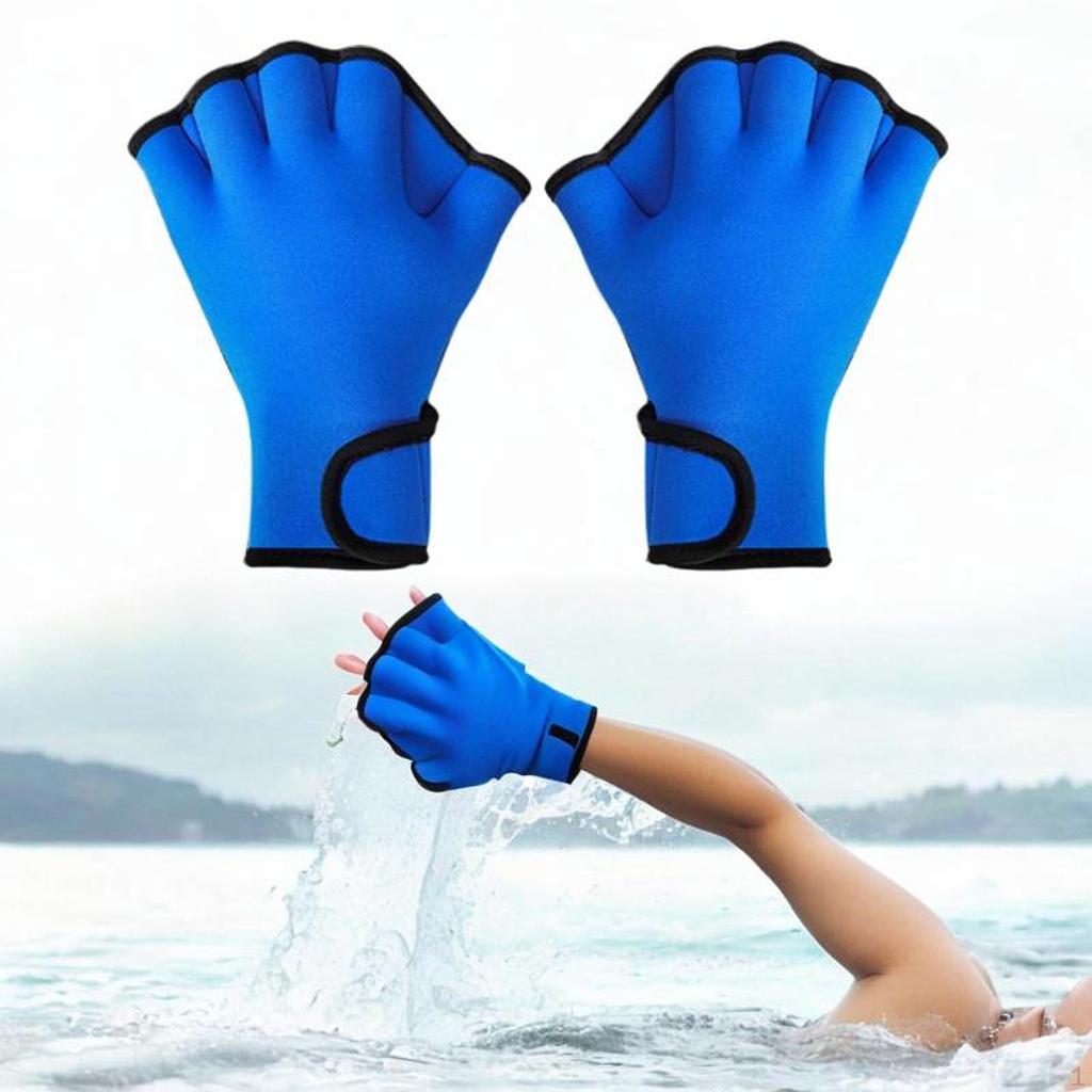 Swim Webbed Gloves Aquatic with Wrist Strap Fingerless Diving for Paddle