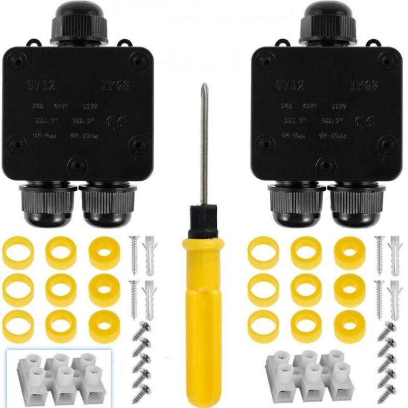 Ip68 3 Way Waterproof Junction Box Electrical Cable Wire Connectors 24A 450V External Electrical Junction Box
