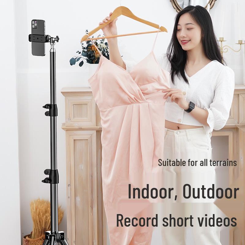 Mobile Phone Live Streaming Selfie Stand Holder, Adjustable 1.7m/2.1m Floor Tripod for Video Shooting, TikTok & Kuaishou
