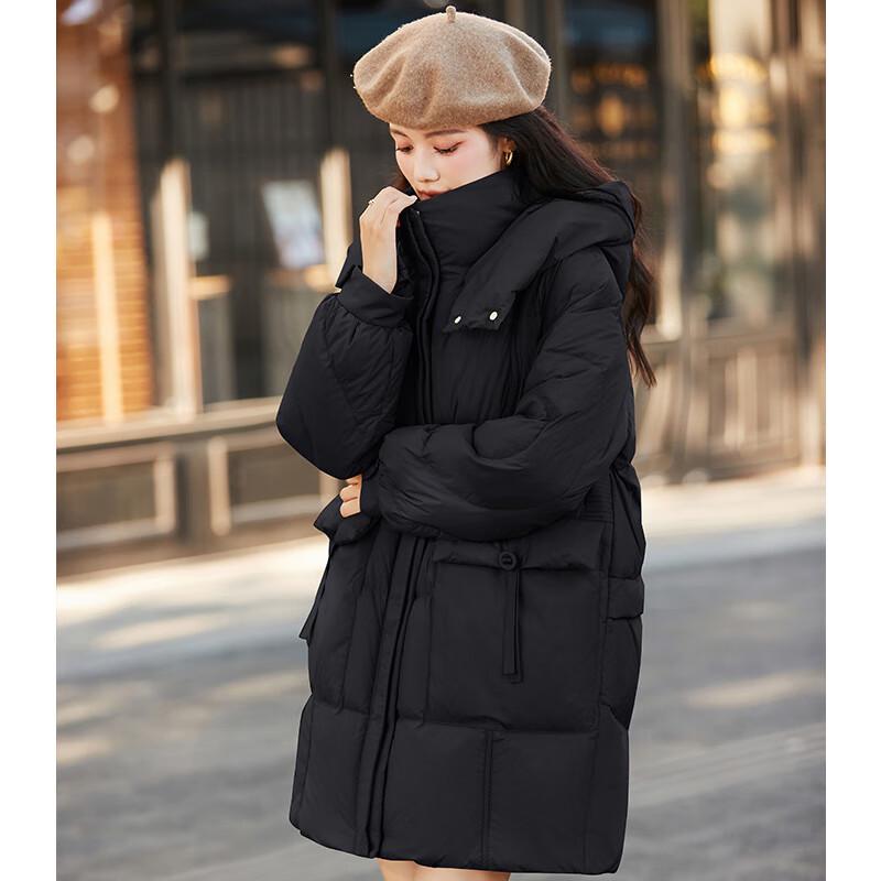 Women's Winter Hooded Mid-Length Duck Down Jacket