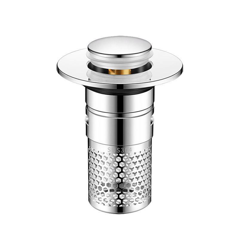 Universal Stainless Steel Press-Type Basin Drain Plug with Anti-Odor Blocking for Washbasins