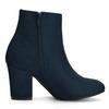 Allegra K Women's Navy Blue Round Toe Ankle Boots with Side Zipper and Chunky Heel, Size 24.5cm