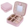 1pcs Portable Mirror Split Zipper Earring Earrings Necklace Jewelry Box Storage Jewelry Box Leather bag