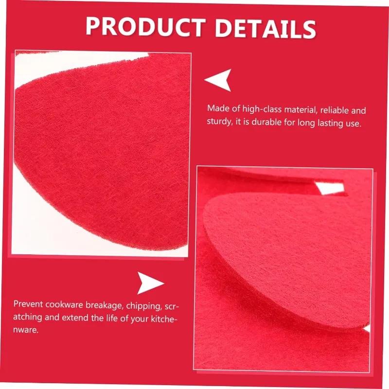 12ks Pan Protector pro stohovací hrnec 3 vhodné velikosti Podložky proti poškrábání Podložky z netkané textilie Červená protiskluzová oddělovací podložka