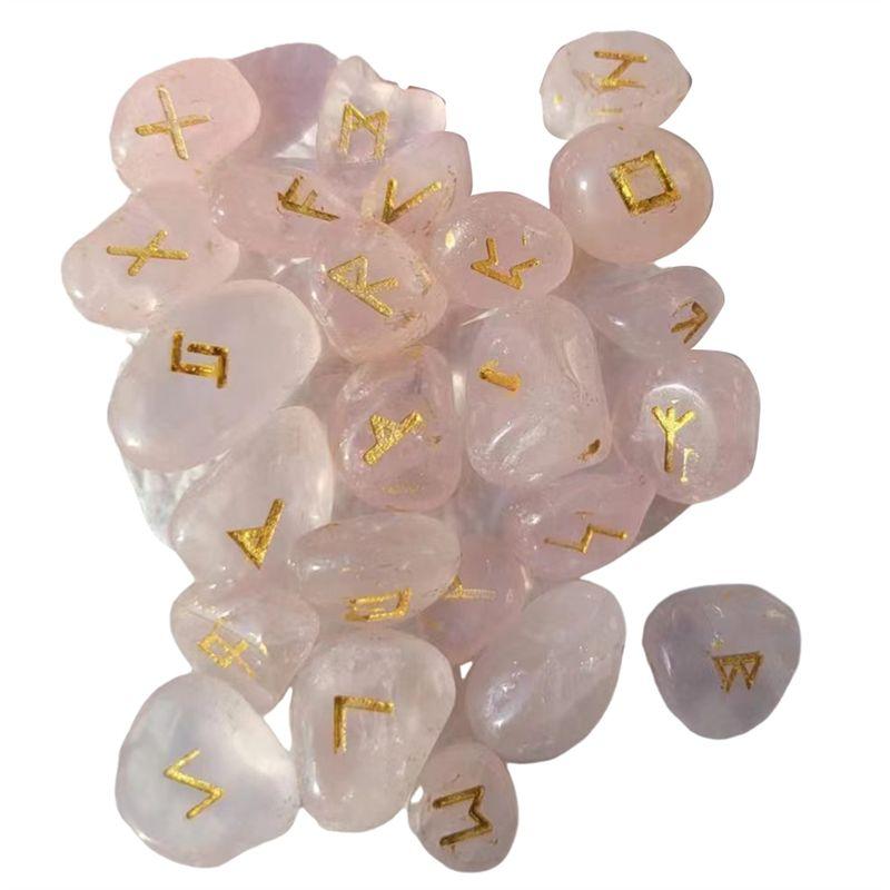 AEE2-25Pcs Natural Amethyst Rune Stone Irregular Divination Agate Rune Gift Decoration розовый
