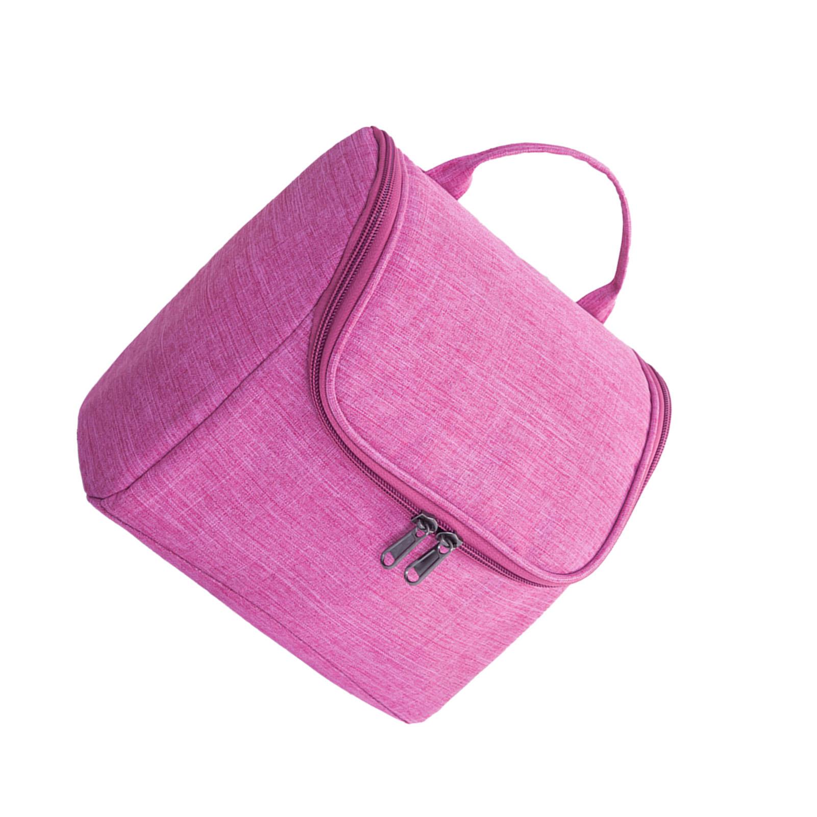 

Toiletry Bag Waterproof Large Capacity Oxford Cloth Organizer Handheld Portable for Travel Bathroom Hanging Storage рожевий червоний колір