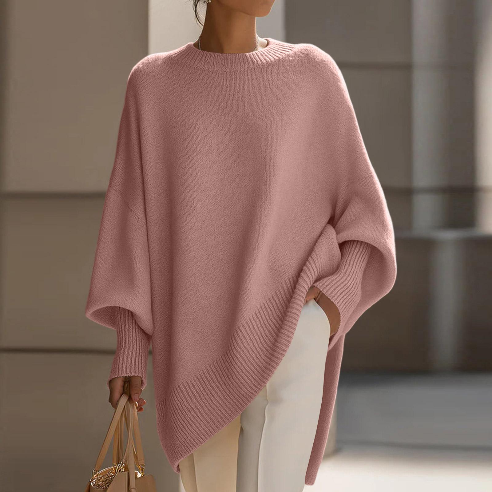 

Жіночий повсякденний светр вільного крою з круглим вирізом XL рожевий