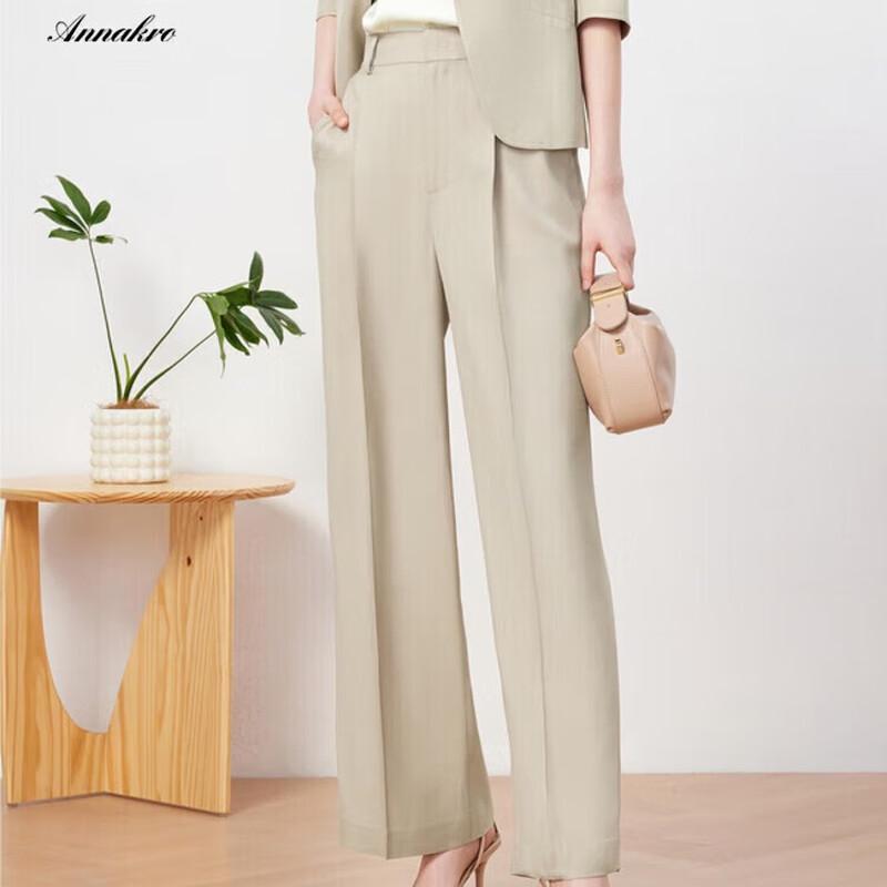 

ANNAKOO Women s Draped Acetate Wide-Leg Trousers M