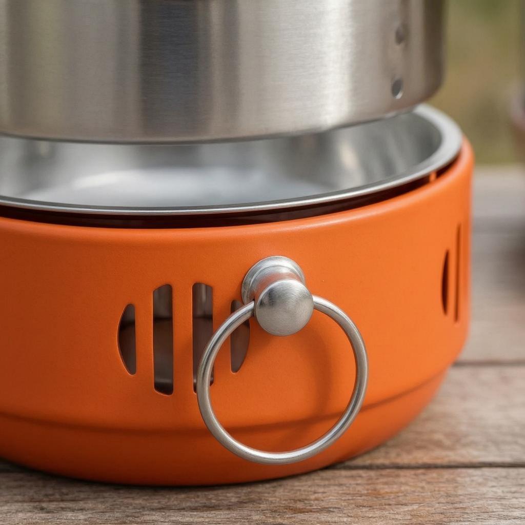 Small Round Charcoal Grill Ash Tray Stainless Steel Charcoal Grill Outdoor Cooker Handle Compact