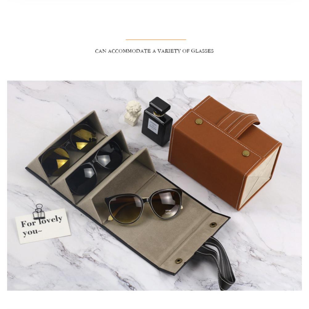 Mehrfachschlitz Sonnenbrillen Organizer Faltbare Brillen Schmuck Aufbewahrungsbox Tragbares PU Leder Brillenetui zur Aufbewahrung