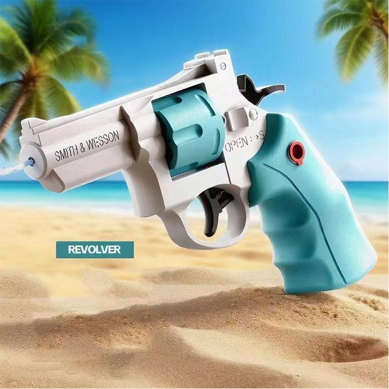 Non-Toxic Summer Water Gun Toy Mechanical Continuous Revolver Water Gun Toys Children Outdoor Beach Water Toys Kids Holiday Gifts