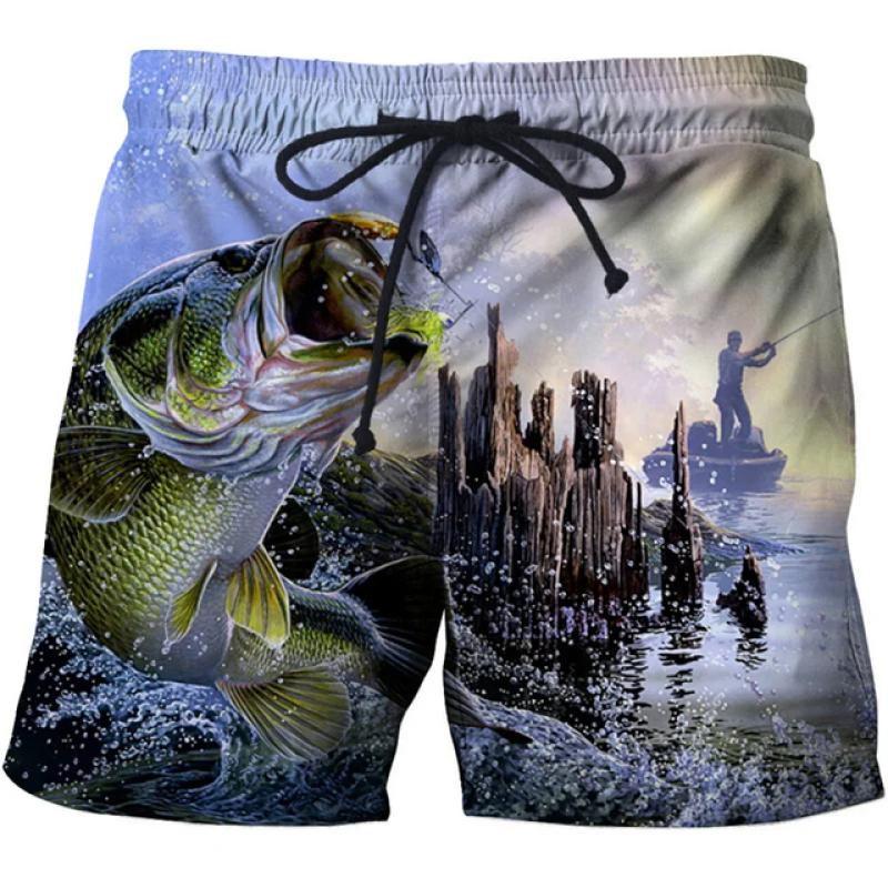 Carp Fish Graphic Beach Shorts Men 3D swimming board shorts beach running shorts Summer Surfing Beach Casual Loose Pants