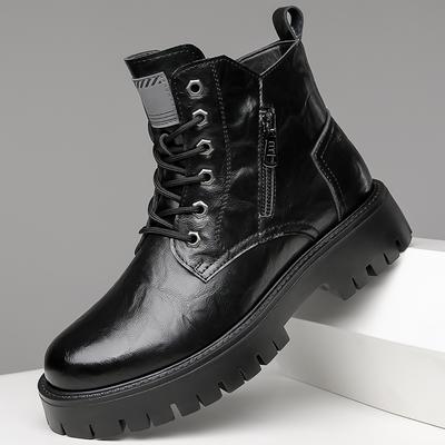Men's High-top Winter Boots New Designer Motorcycle Boots Luxury Brand Leather Ankle Boots for Men Casual Shoes Outdoor Boats