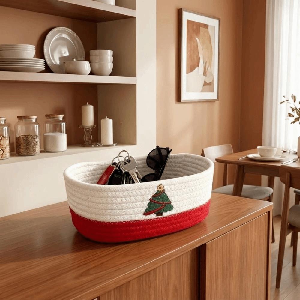 Cotton Rope Hand Woven Storage Basket Xmas Theme Candy Storage Baskets  Party Supplies