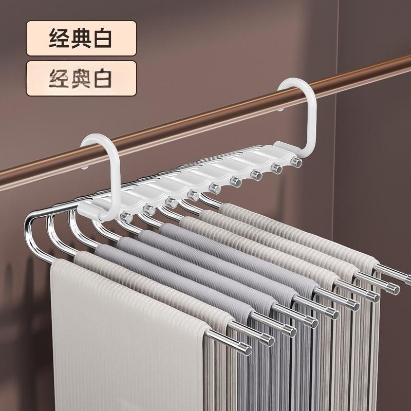 

Non-Slip Multi-Layer Pants Hanger, Foldable Trouser Rack for Closet Organizer, 9-Tier Pants Holder with Anti-Scratch Rubber