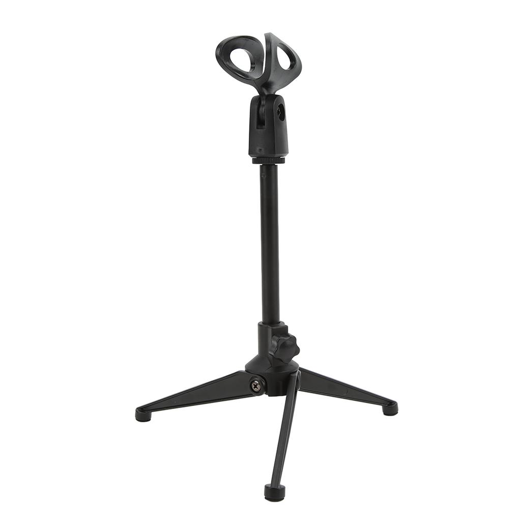 Adjustable Desktop Microphone Tripod Stand Holder Bracket Table Mic Holder with Mic Clip for Conference Live Broadcast