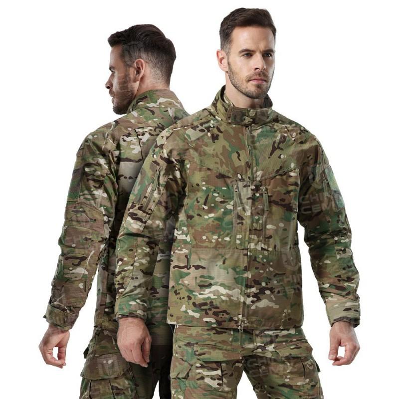 Camouflage Tactical Combat Suit Set Men Women Outdoor Hiking Camping Shooting Sports Durable Breathable Cotton Blend