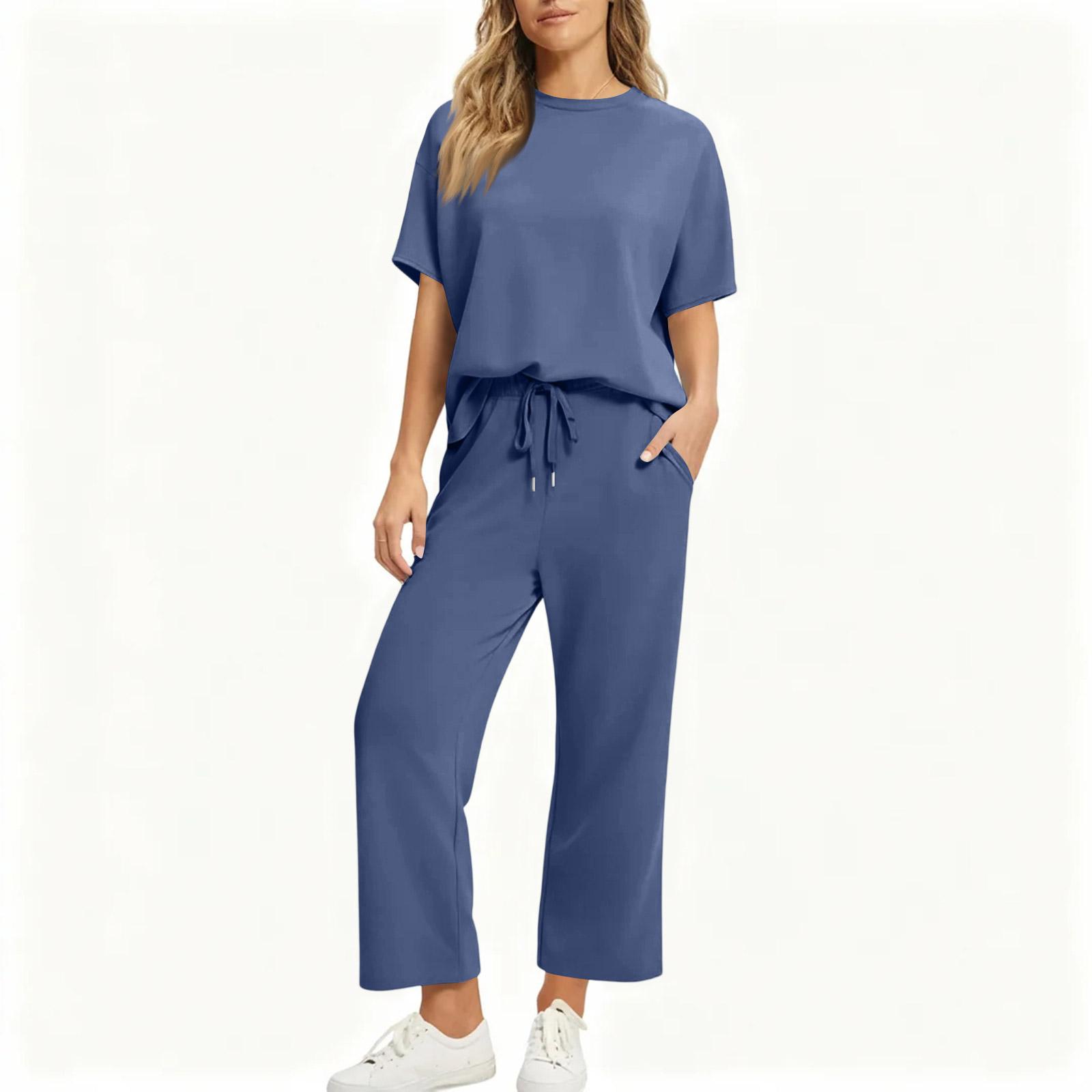 

Women s Fashionable Loose Top Casual Two-piece Set XL Темно-синій
