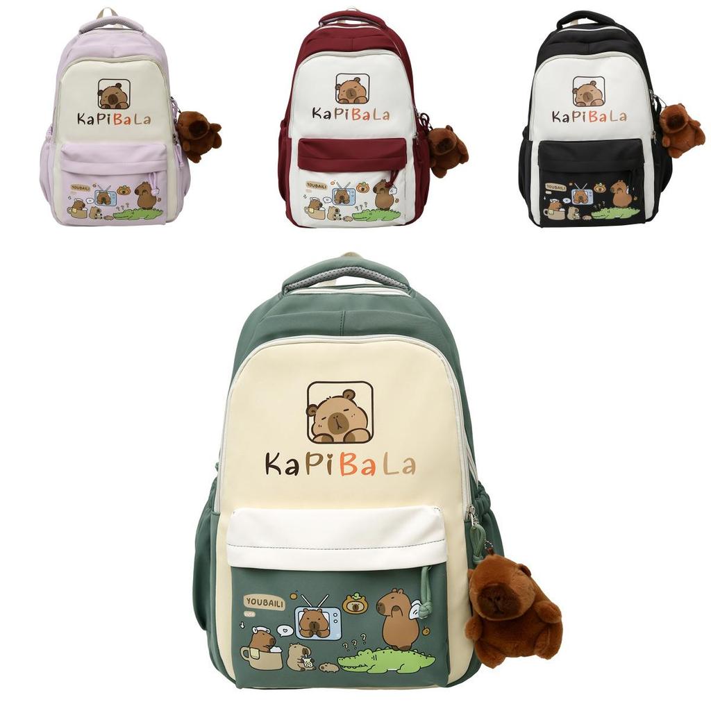 Capybara Large Capacity Nylon Backpack For Students And Daily Use