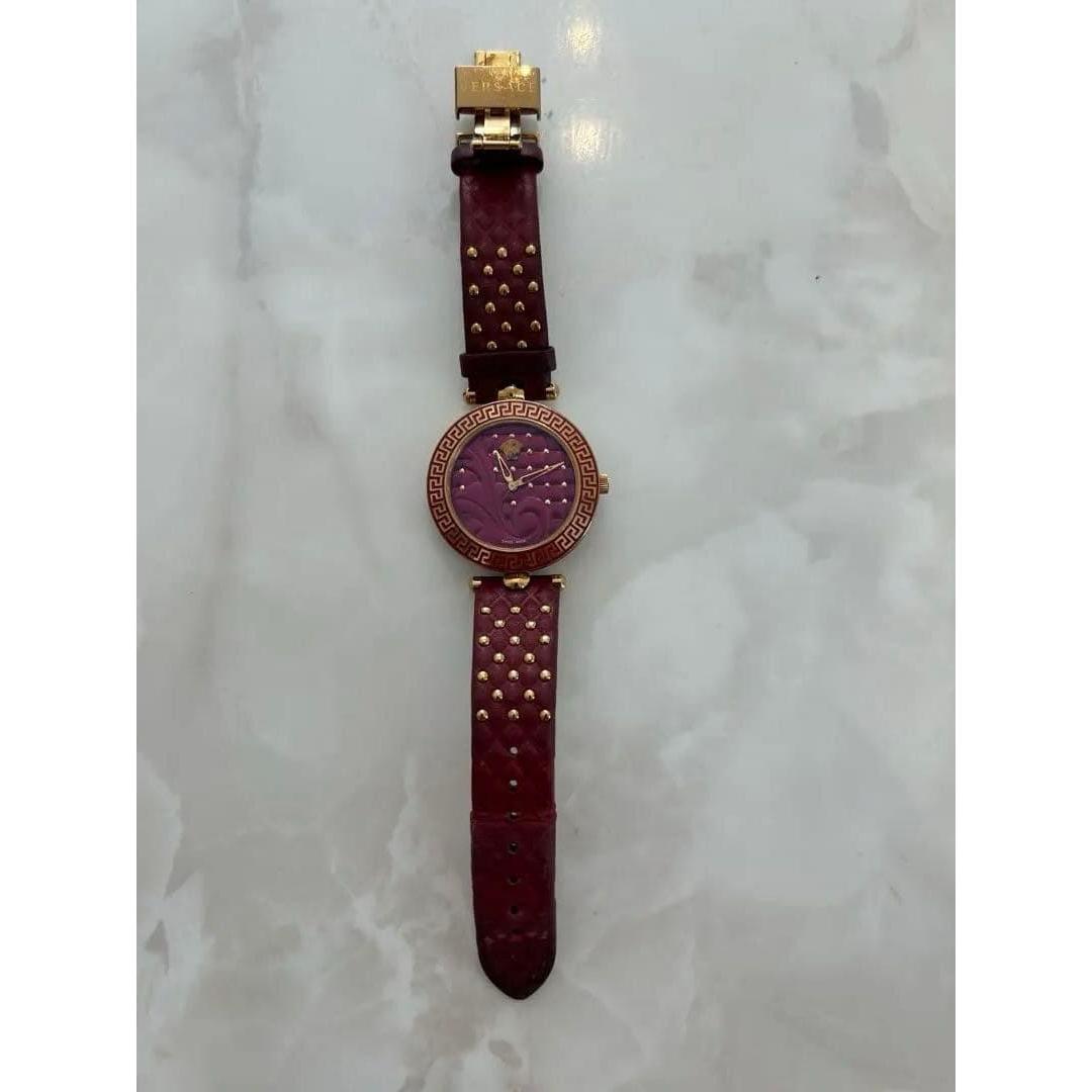 Used VERSACE watch quartz bordeaux gold