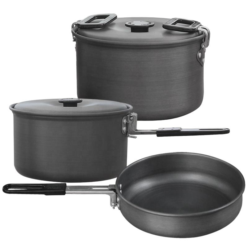 New Portable Outdoor Camping Cookware Set Hiking Picnic Kettle Frying Pan Cookware Set