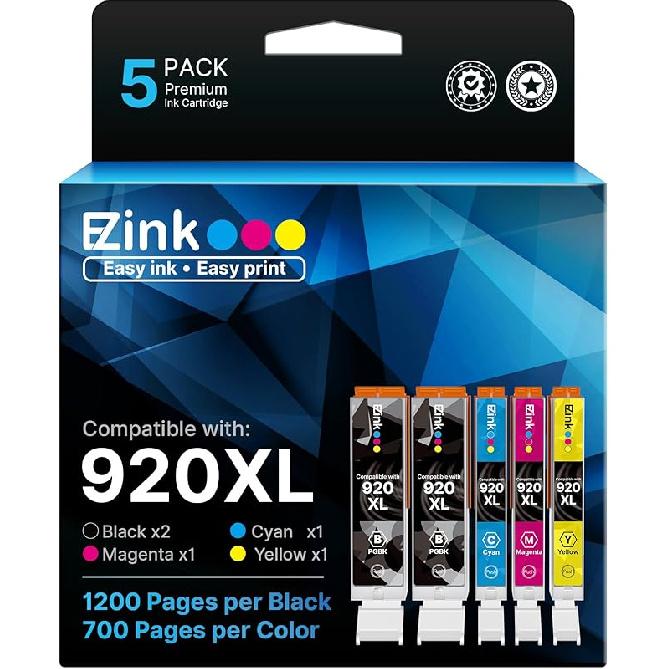 E-Z Ink Kompatible 920xl Blekkpatroner Kombipakke Erstatning for HP 920XL 920 for bruk med Officejet 6500 6500A 6000 7000 7500 7500A E709 Skriver