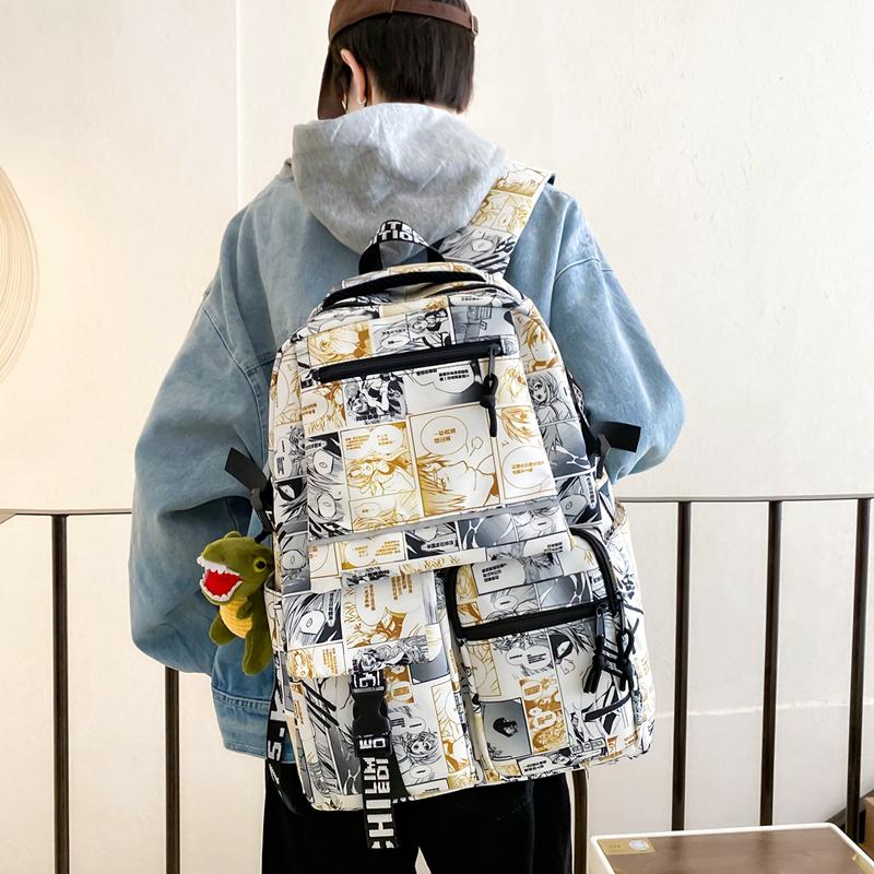 Graffiti Print Student Schoolbag Boys Large Capacity Backpack Girls Campus Backpack
