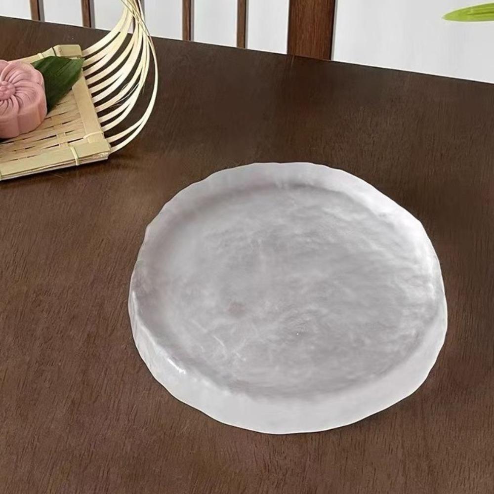 Exquisite Frosted Glass Plate Elegant Dessert Plate Creative Afternoon Tea Plate  Kitchen