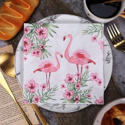 Servilleta de fiesta desechable de doble capa, 20 unidades por paquete, estampado de flamencos