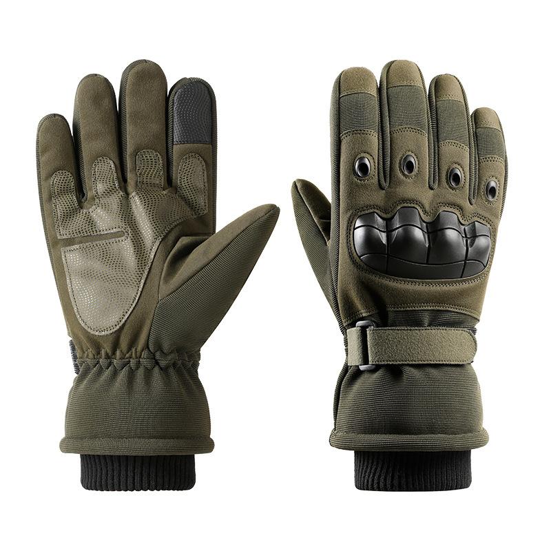 Winter Warmth and Velvet Tactical Gloves Outdoor Training Mountaineering and Cycling Wear Resistant Motorcycle Full Finger Sports Thickened Men
