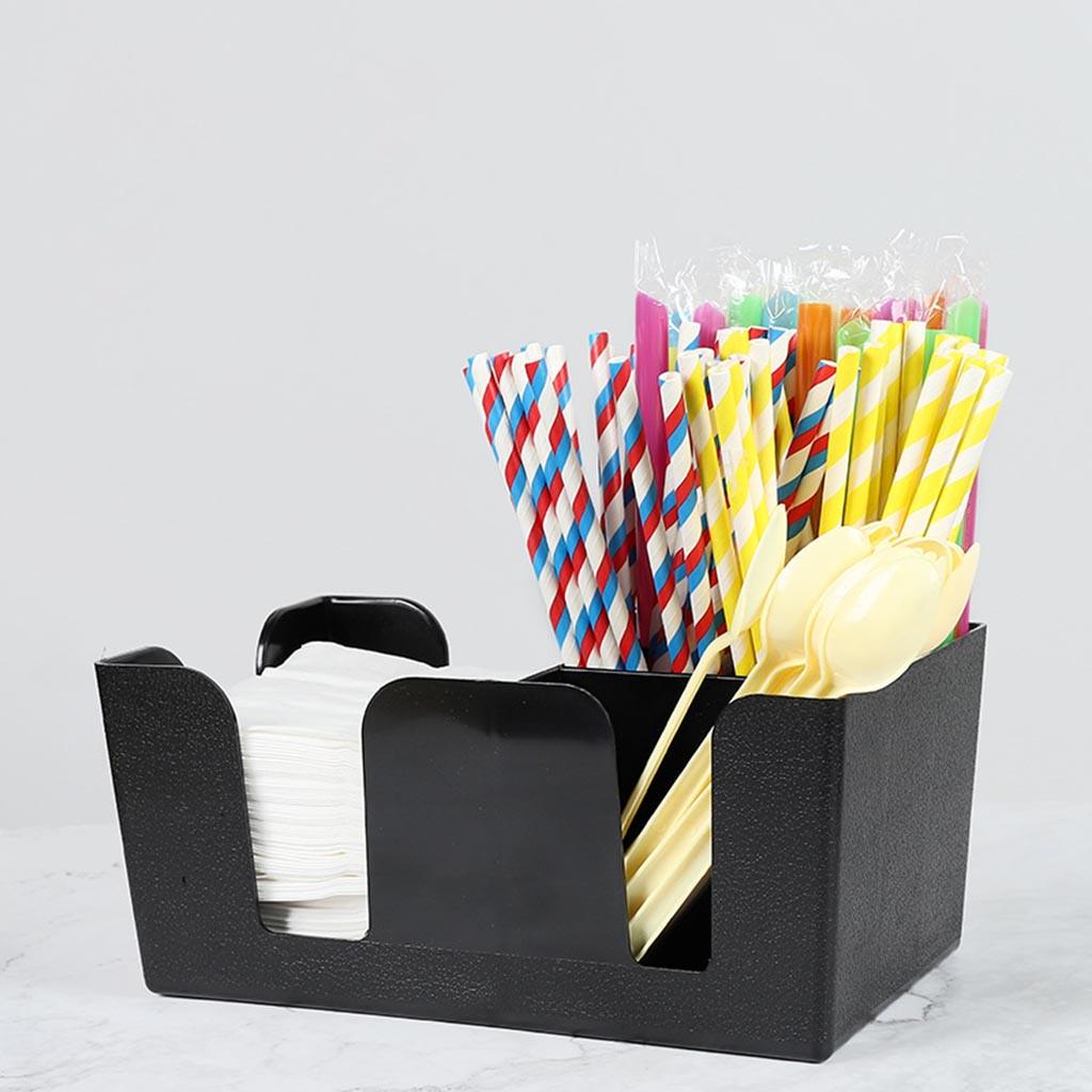 Cheap [BD36] Plastic Black Bar Storage Bar Condiment Caddy Napkin Holder Straw Holde Joom