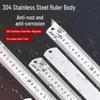 304 Stainless Steel Metric Straight Ruler, Thick Single-Sided Scale, Student Ruler