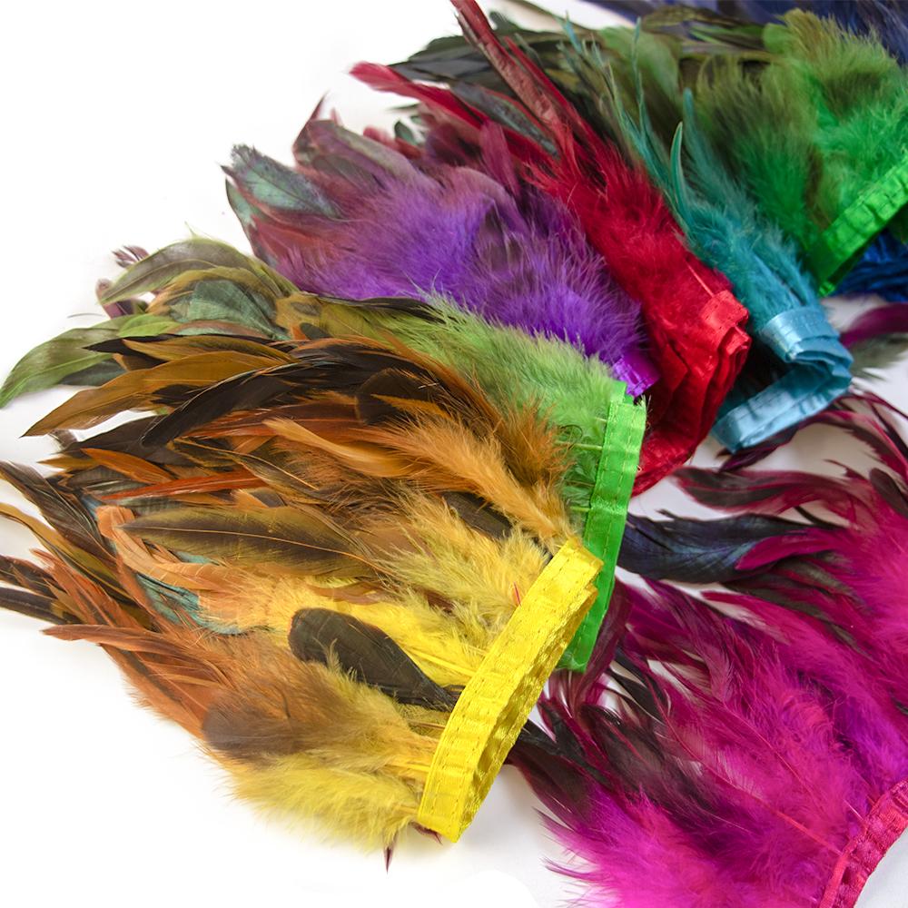1Meter Colored Rooster Feathers Trims 15-20cm Natural Chicken Feathers Carnival Cosplay Clothing Dress Sewing Plume Decoration