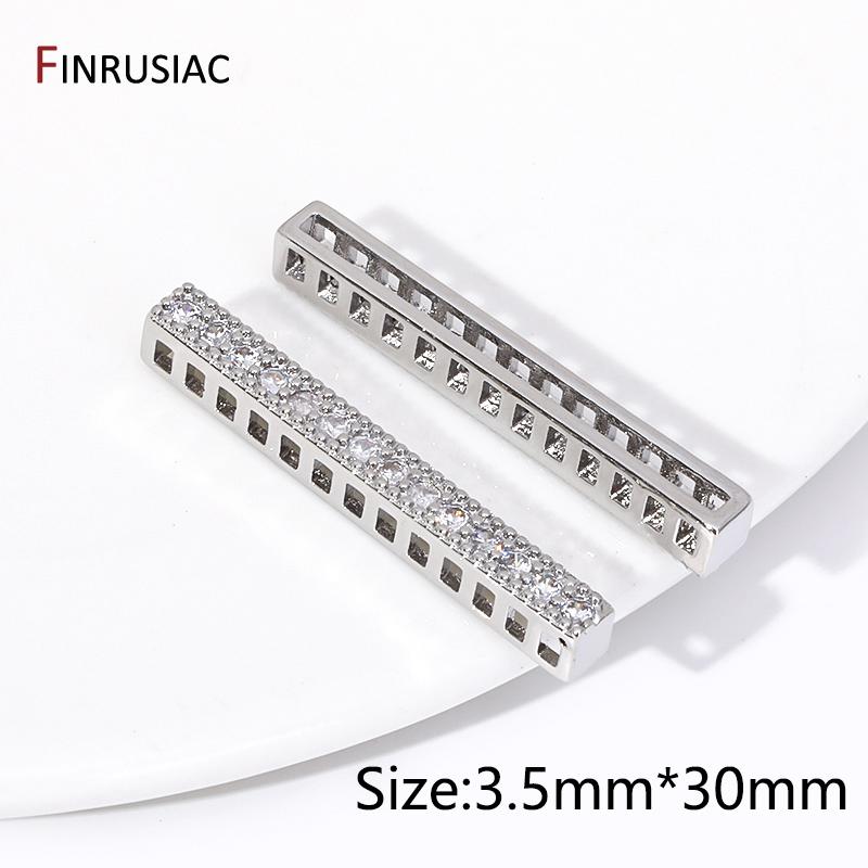 

Trendy 18K Gold Plated Brass Multiple Rows Separator Spacer Bars Inlaid Zircon Bar Connector For DIY Jewelry Making Finding 1 piece
