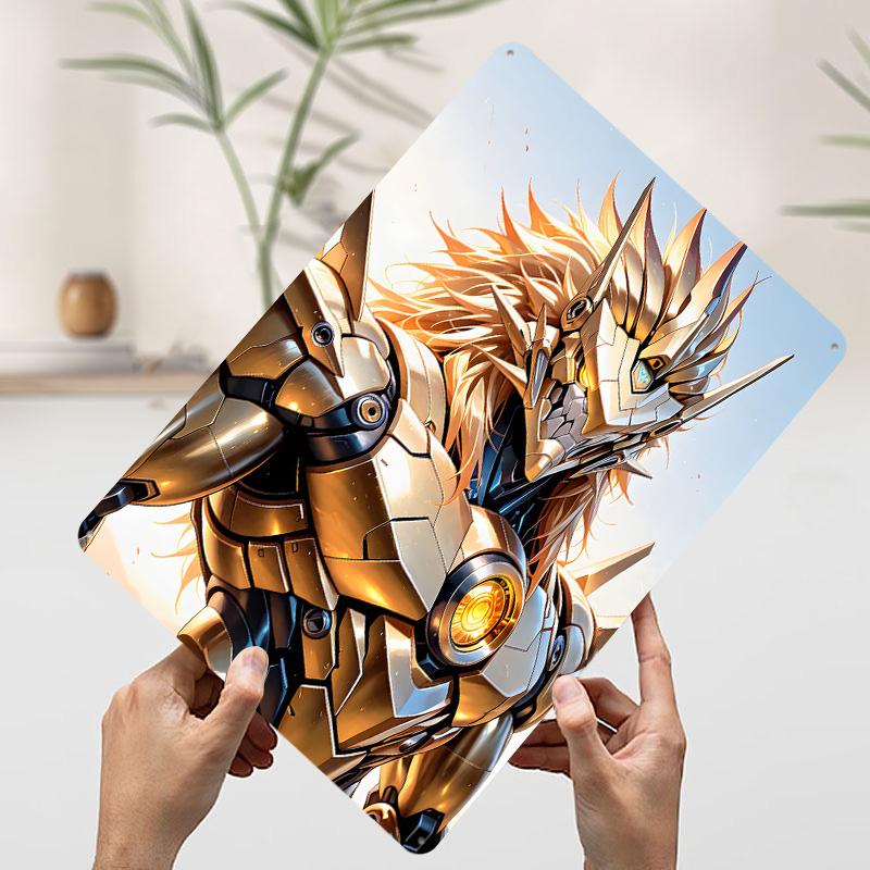 

Golden Armored Warrior Metal Poster Customized Wall Art Retro Vintage Tinplate Signs for Man Cave Gamer Room Decoration At Home 7.9x11.8In(20x30cm)