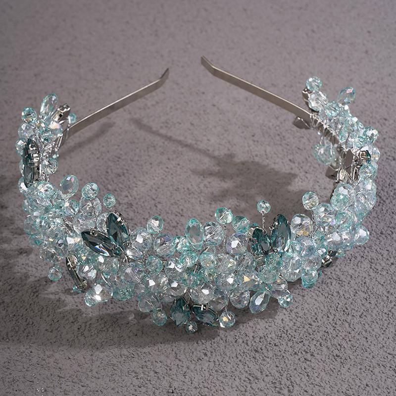 5 Colors Handmade Wedding Bride Luxury Red Blue Rhinestones Tiaras and Crowns Bridal Headband Costume Hair Accessories for Women