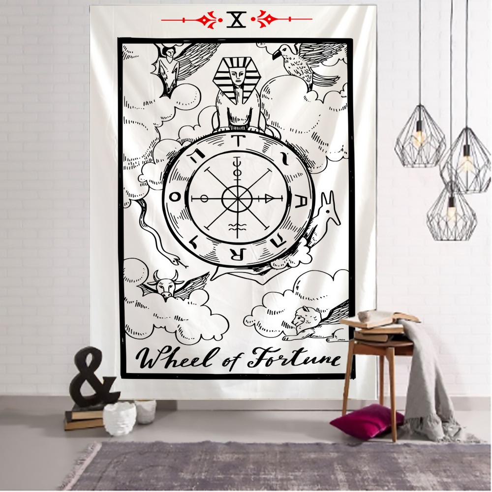 Tarot Tapestry Wall Hanging Witchcraft Hippie Beach Throw Rug Carpet Sun Moon Tapestries Bohemian Home Art Psychedelic Decor