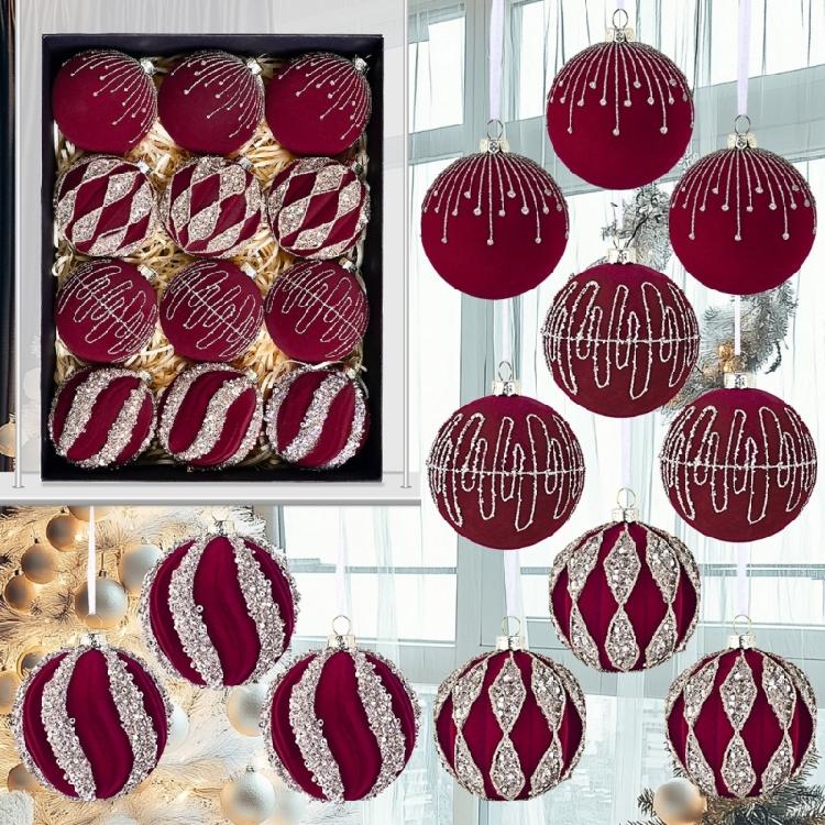 12 Pcs Glittering Christmas Ornament Ball Christmas Ball Decorative Ball for Holiday Wedding Party Decoration