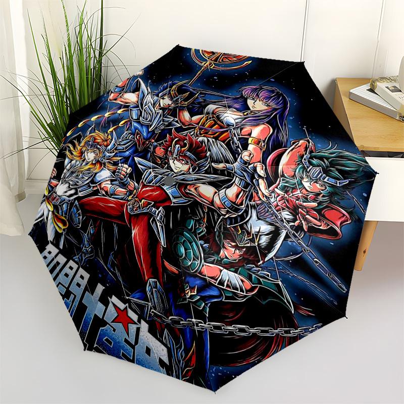 

1pc Saint Seiya Outdoor Umbrella - Automatic Opening/Closing, Portable 3-Fold Design with 8-Rib Iron Frame - Perfect Gift for Fans, Travelers, Daily U
