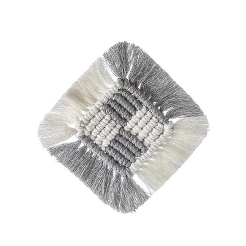 1 Pcs Macrame Placemats Cup Mat Tablecloth Coaster Cup Pad Handcrafted Cotton Insulation Mats Rural Style Creative Woven Coaster