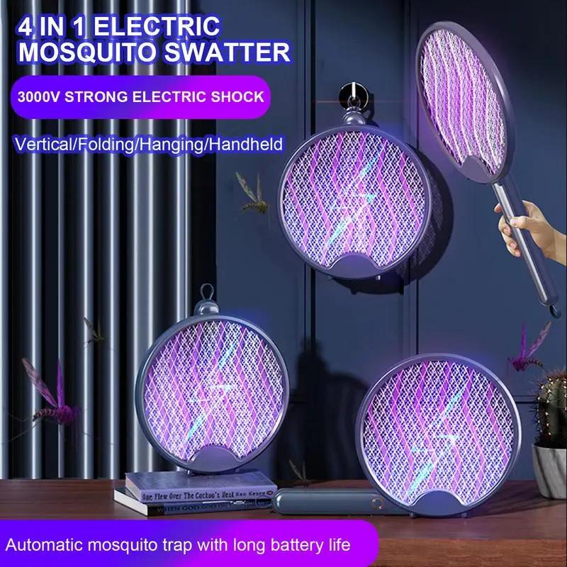 Rechargeable Flycatcher Electric Fly Swatter Racket 2 In 1 Design Electric Fly Insect Bug Zapper Bat Insect Fly Swatter Racket