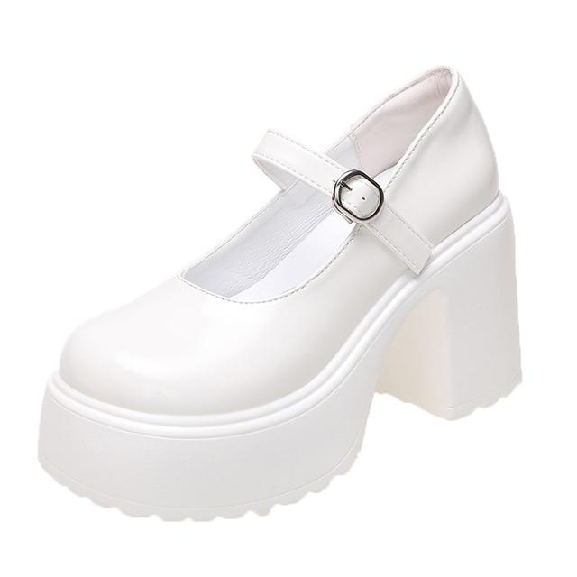 Womens Fashion Platform Pumps Super High Heels Buckle Strap Mary Jane Shoes Goth Thick Heeled Party