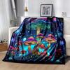 1pc Mushroom Printing Lightweight Flannel Blanket, Comfortable and Warm Blanket, for Camping Sofa Bed and Couch Office, Gift