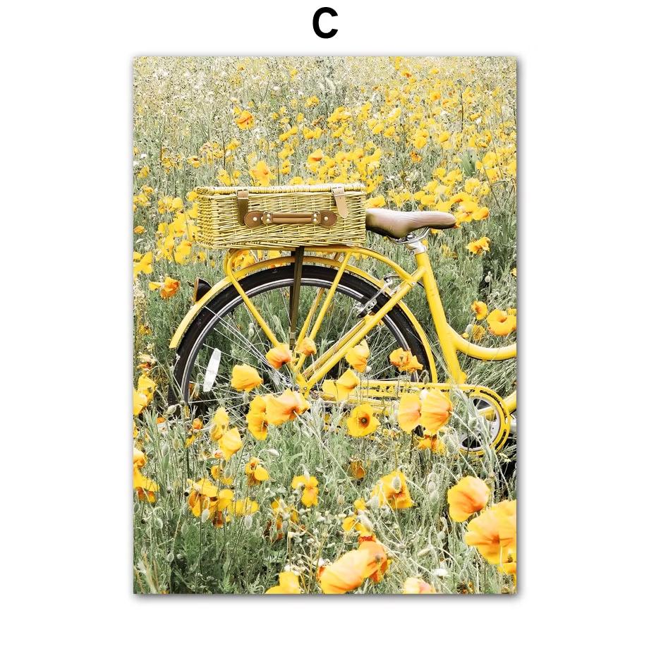 Wall Art Canvas Painting Sunflower Lemon Farmhouse Car Spring Nature Landscape Yellow Posters Picture For Living Room Home Decor
