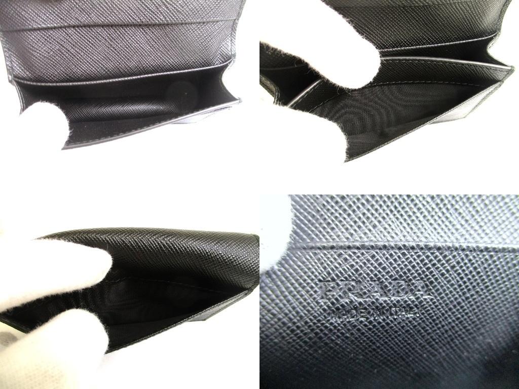 Authentic PRADA Black Saffiano Leather Card Case Card Holder #b058  Open box