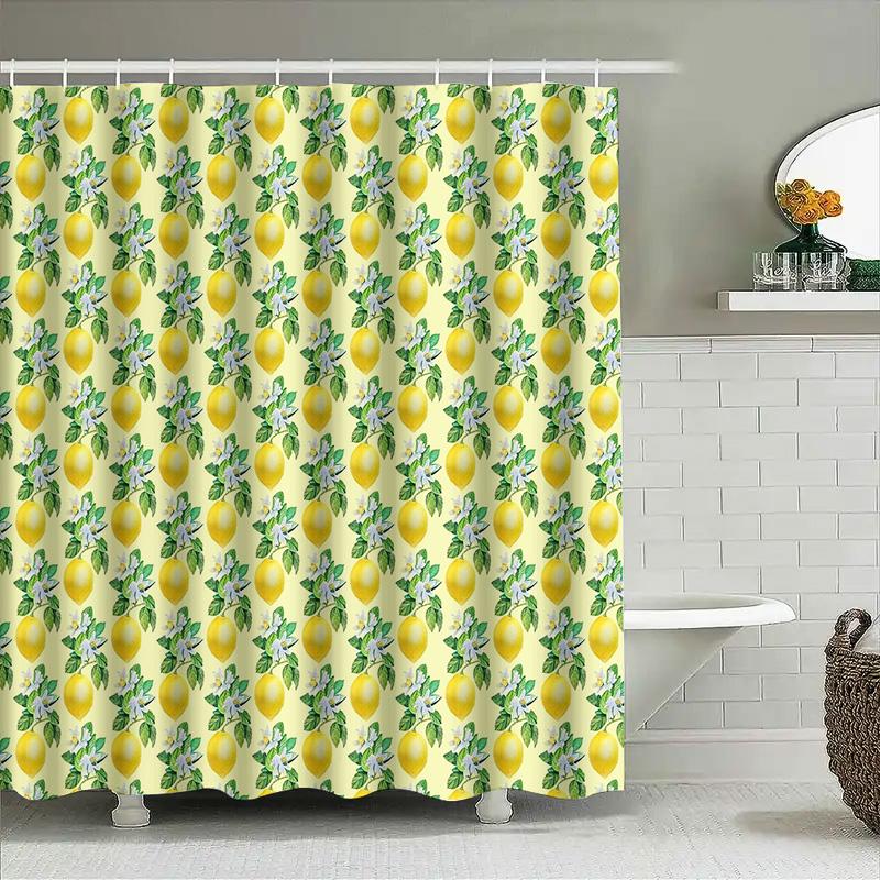 Floral Shower Curtain Botanical Lemon Tree Pattern Waterproof Fabric Bathroom Decor Vintage Farmhouse Style Wall Art