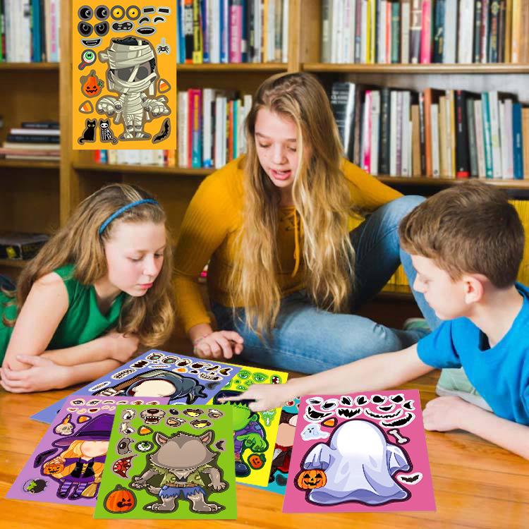 8PCS Cartoon Halloween Card Stickers Cute Cartoon Harajuku Characters Laptop Luggage Guitar Skateboard Waterproof Decals Sticker