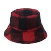 Basin Hat British Fashion Plaid Thermal Hat Versatile Internet Celebrity Lamb Wool Bucket Hat Autumn and Winter