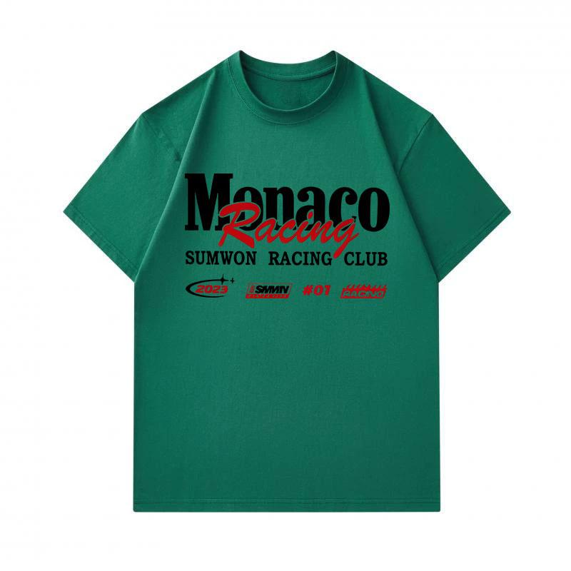 Men's 100% Cotton Crew Neck Short Sleeve T-Shirt, Casual Monaco Racing Club Graphic Printed Summer Comfortable Breathable Tee Top for Daily Sports Wea