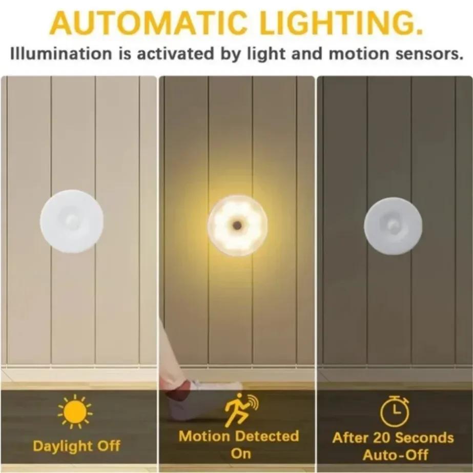 Motion Sensor Night Lights in Warm White/Cold White - Adjustable Brightness, Automatic On/Off, Ideal for Bedside, Stairs, U
